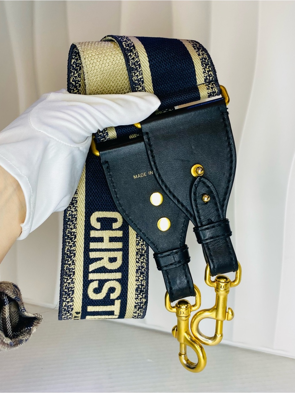 Dior Black Saddle Shoulder Bag with Gold 'D' Charm - Picture 11 of 13